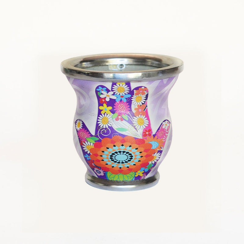 Floral Hamsa Glass Mate Cup - Soulmate Yerba Co. 