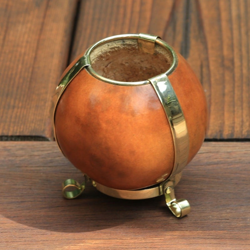 Gourd and Brown Leather Mate, Yerba Mate Gourd, Mate De Calabaza