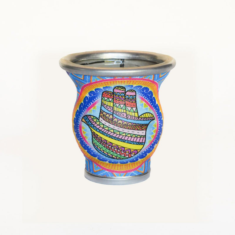 Blue Hamsa Glass Yerba Mate Cup - Soulmate Yerba Co. 