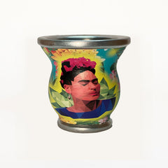 Vibrant Geometric Frida Kahlo Glass Mate Cup - Soulmate Yerba Co. 