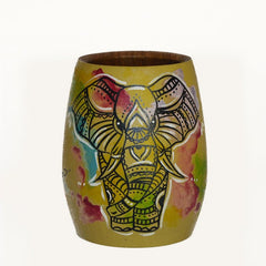 Hand-Painted Wise Elephant Wooden Yerba Mate Cup - Soulmate Yerba Co. 